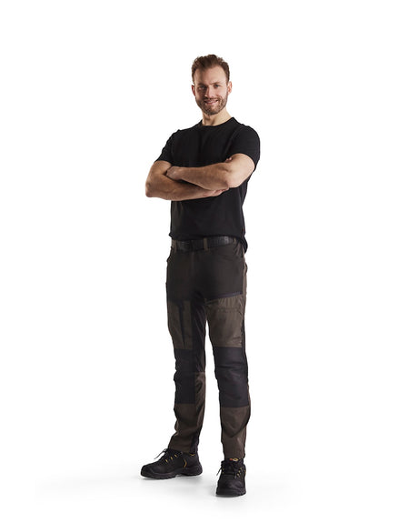 Blaklader Service Trousers with Stretch 1456 - Dark olive green/Black #colour_dark-olive-green-black