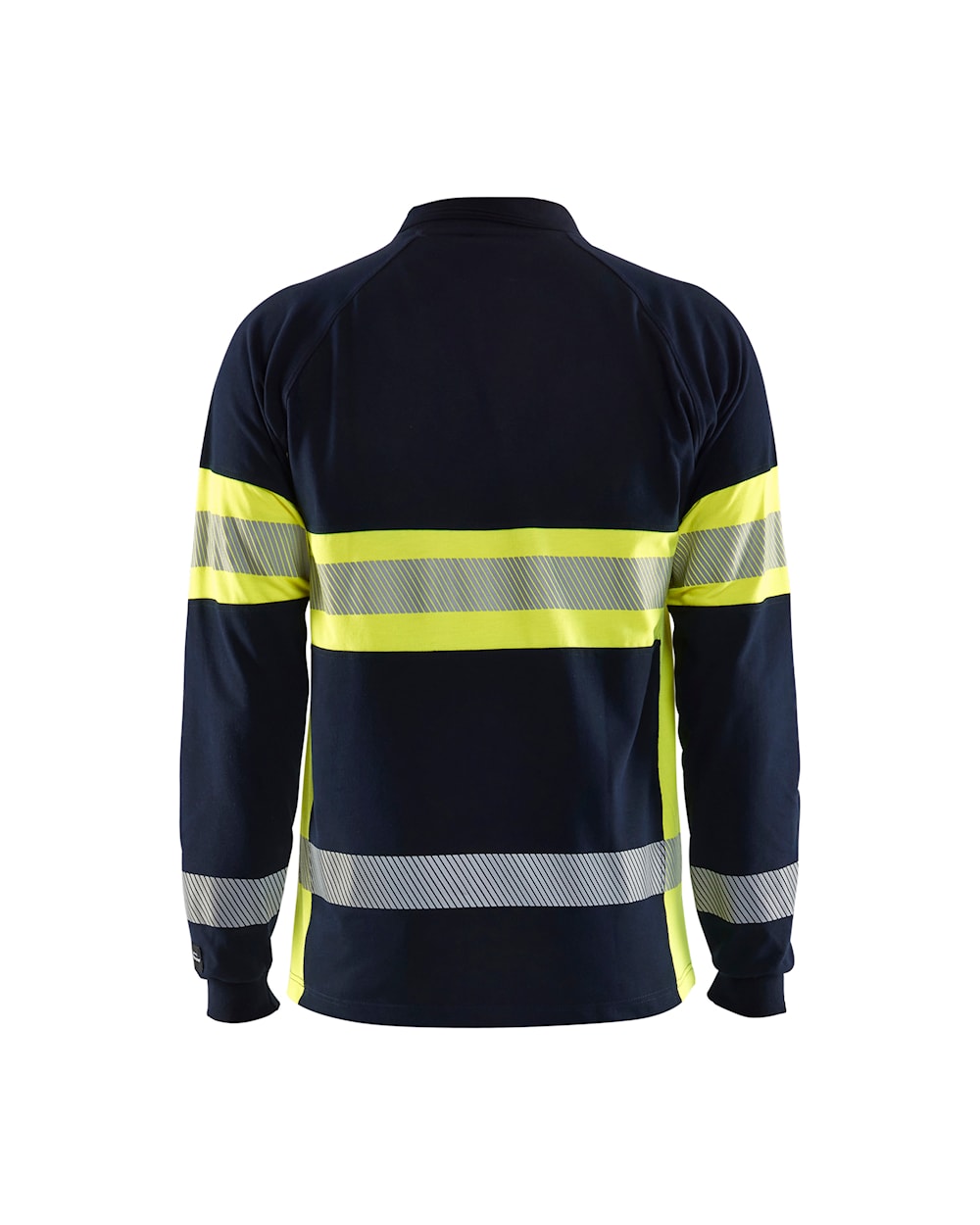 Blaklader Multinorm Pique Long Sleeved 3438 #colour_navy-blue-hi-vis-yellow