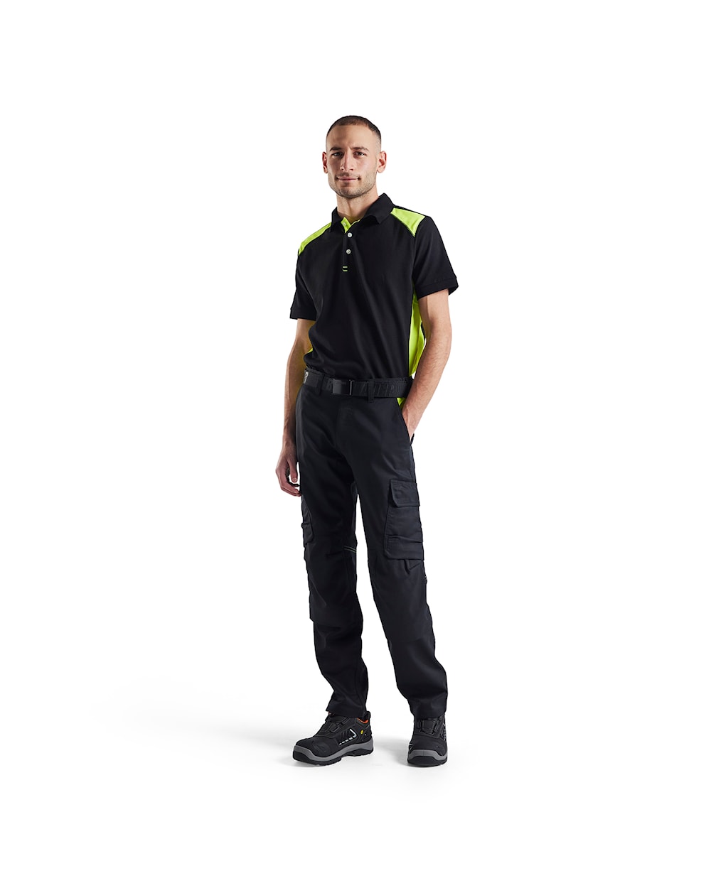 Blaklader Polo Shirt 3324 #colour_black-hi-vis-yellow