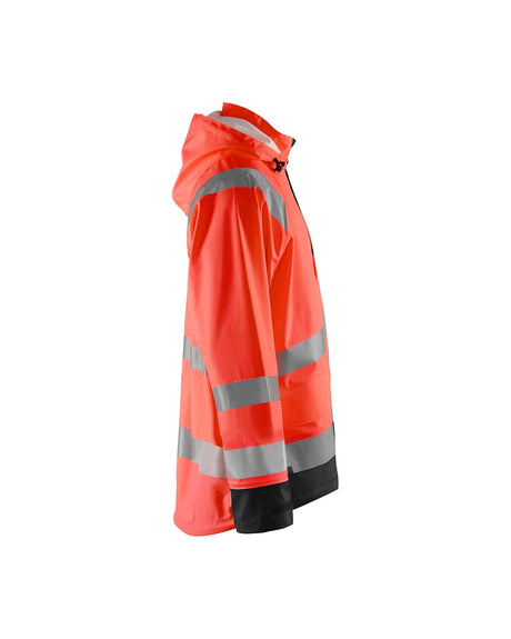 Blaklader Rain Jacket Hi-Vis Level 1 4323 #colour_red-hi-vis-black