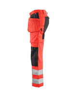 Blaklader Women's Hi-Vis Trousers with Stretch 7163 #colour_red-hi-vis-black