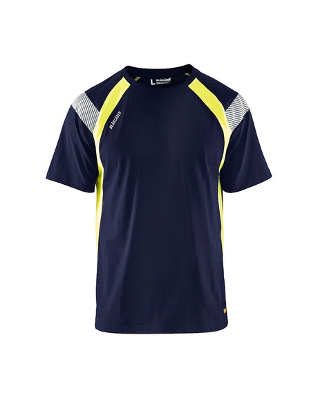 Blaklader T-Shirt 3332 #colour_navy-blue-hi-vis-yellow