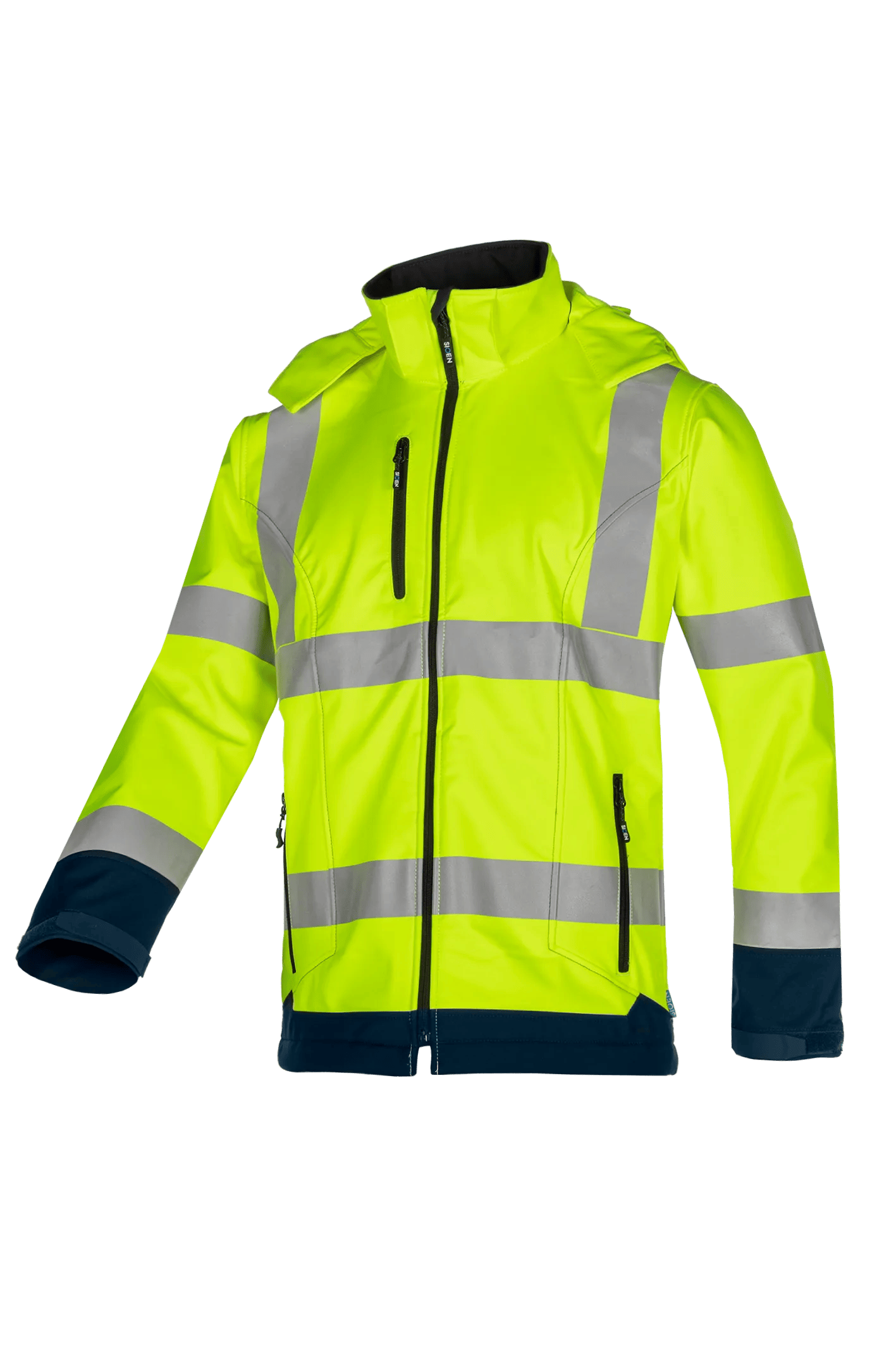 Sioen Fuller Laminated Hi-Vis Softshell Jacket With Detachable Hood