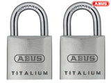 ABUS Mechanical 64TI/20mm TITALIUM Padlock Carded Twin Pack