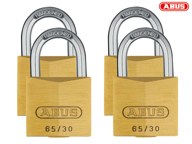 ABUS Mechanical 65/30mm Brass Padlock Quad Pack