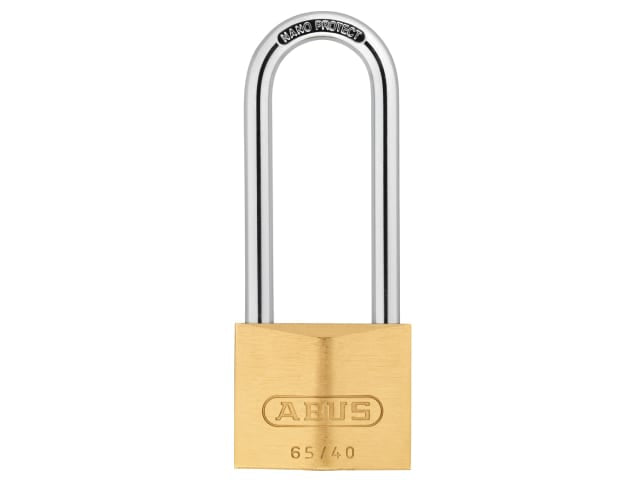 ABUS Mechanical 65/40mm Brass Padlock 63mm Long Shackle Keyed Alike 404