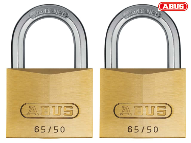 ABUS Mechanical 65/50mm Brass Padlock Twin Pack Carded