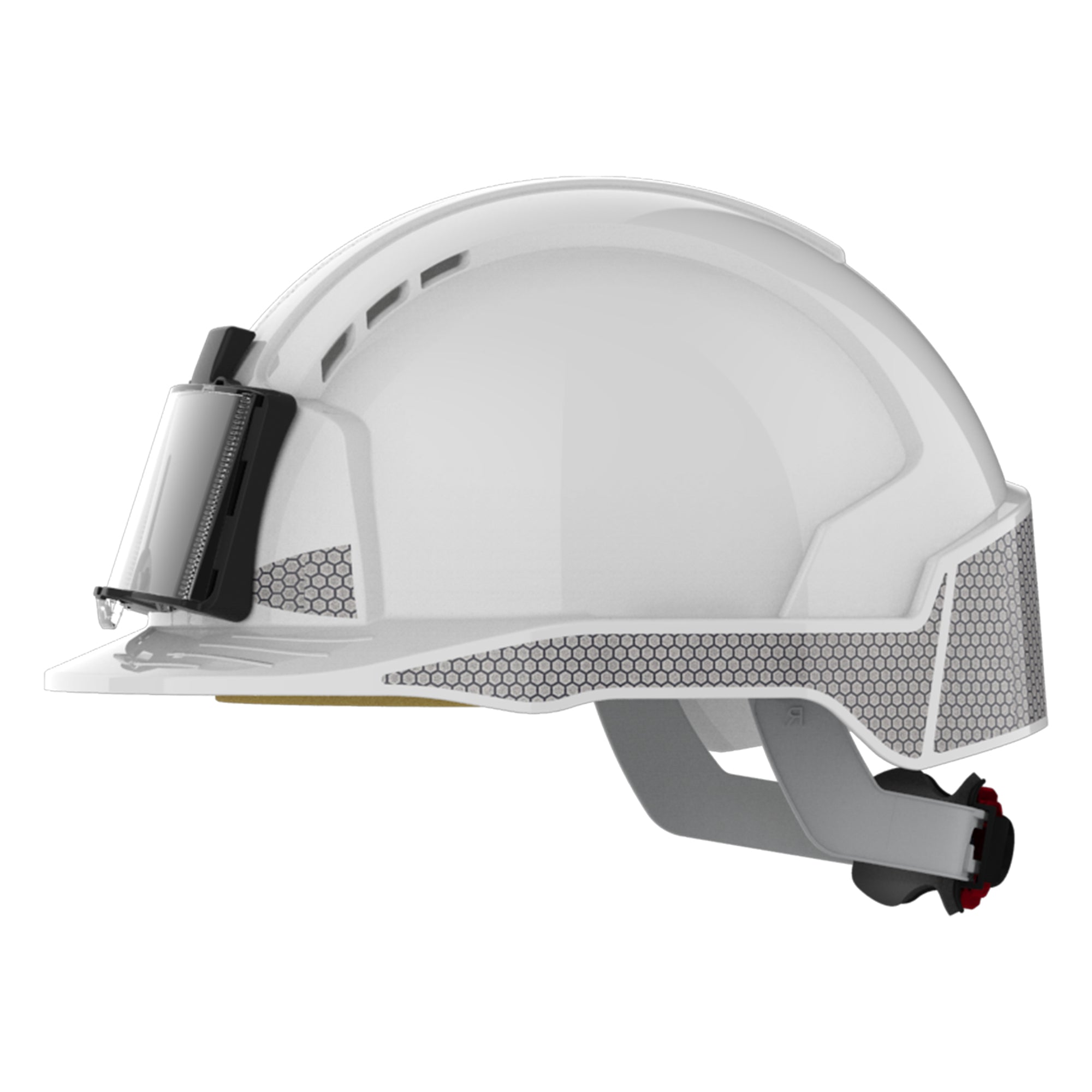 JSP EVOLite Safety Helmet - Reflective CR2 Decals and ID Badge Holder / Lamp Bracket