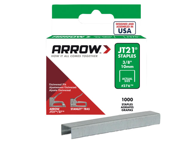 Arrow JT21 T27 Staples 10mm (3/8in) (Box 1000)