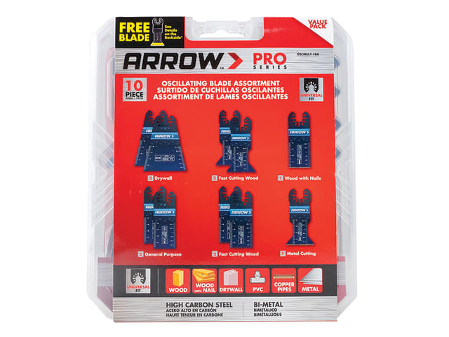 Arrow Oscillating Multi-Tool Blade Assortment Set, 10 Piece