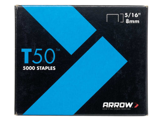 Arrow T50 Staples 8mm (5/16in) (Pack 5000, 4 x 1250)