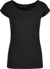 Build Your Brand Basic Women's Wide Neck Tee - Black