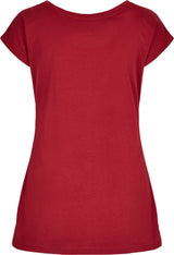 Build Your Brand Basic Women's Wide Neck Tee - Burgundy