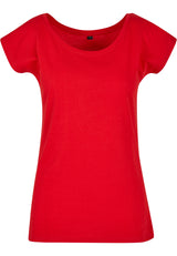 Build Your Brand Basic Women's Wide Neck Tee - City Red