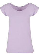 Build Your Brand Basic Women's Wide Neck Tee - Lilac