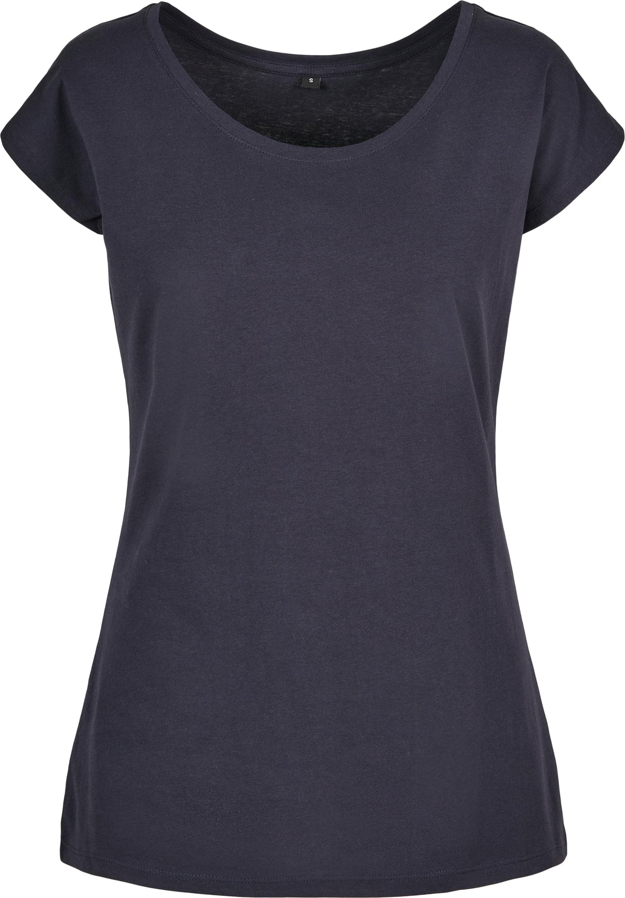 Build Your Brand Basic Women's Wide Neck Tee - Navy