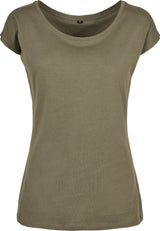 Build Your Brand Basic Women's Wide Neck Tee - Olive