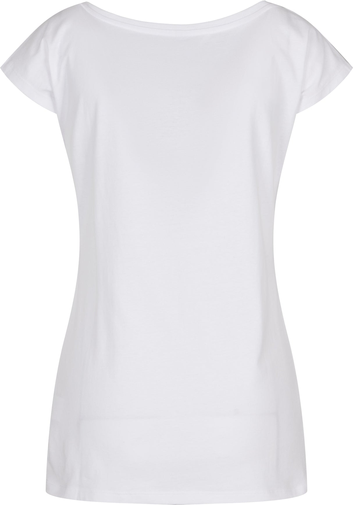 Build Your Brand Basic Women's Wide Neck Tee - White