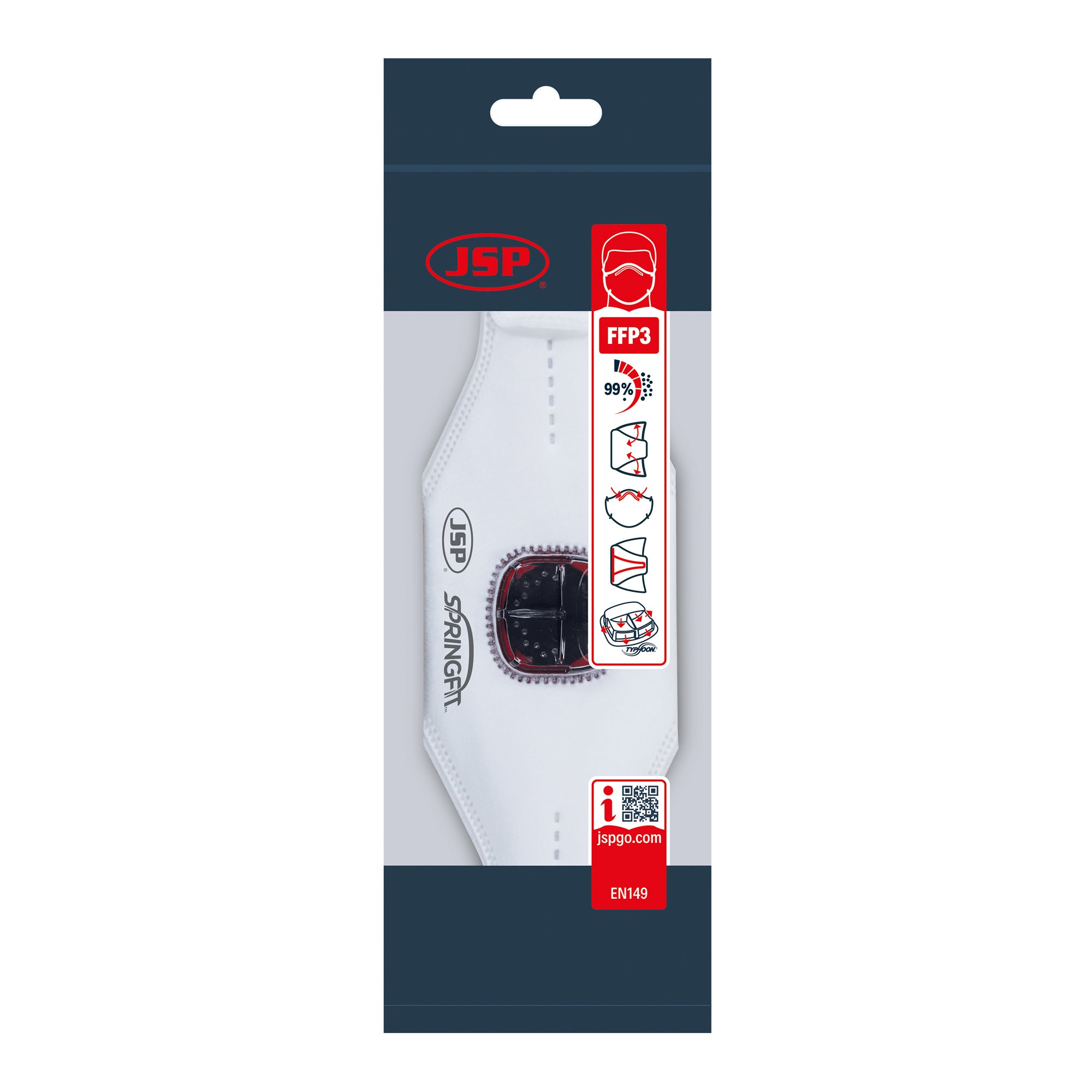 JSP Springfit 435ML FFP3 with Typhoon Valve - Retail Ready