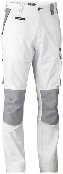 Bisley Pants Cargo Cotton Contrast Painters 280gsm Stout #colour_white