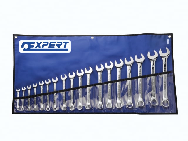 Expert Combination Spanner Set with Tool Roll, 18 Piece