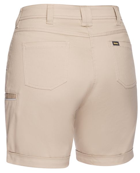 Bisley Women's Stretch Cotton Drill Short 280gsm #colour_stone