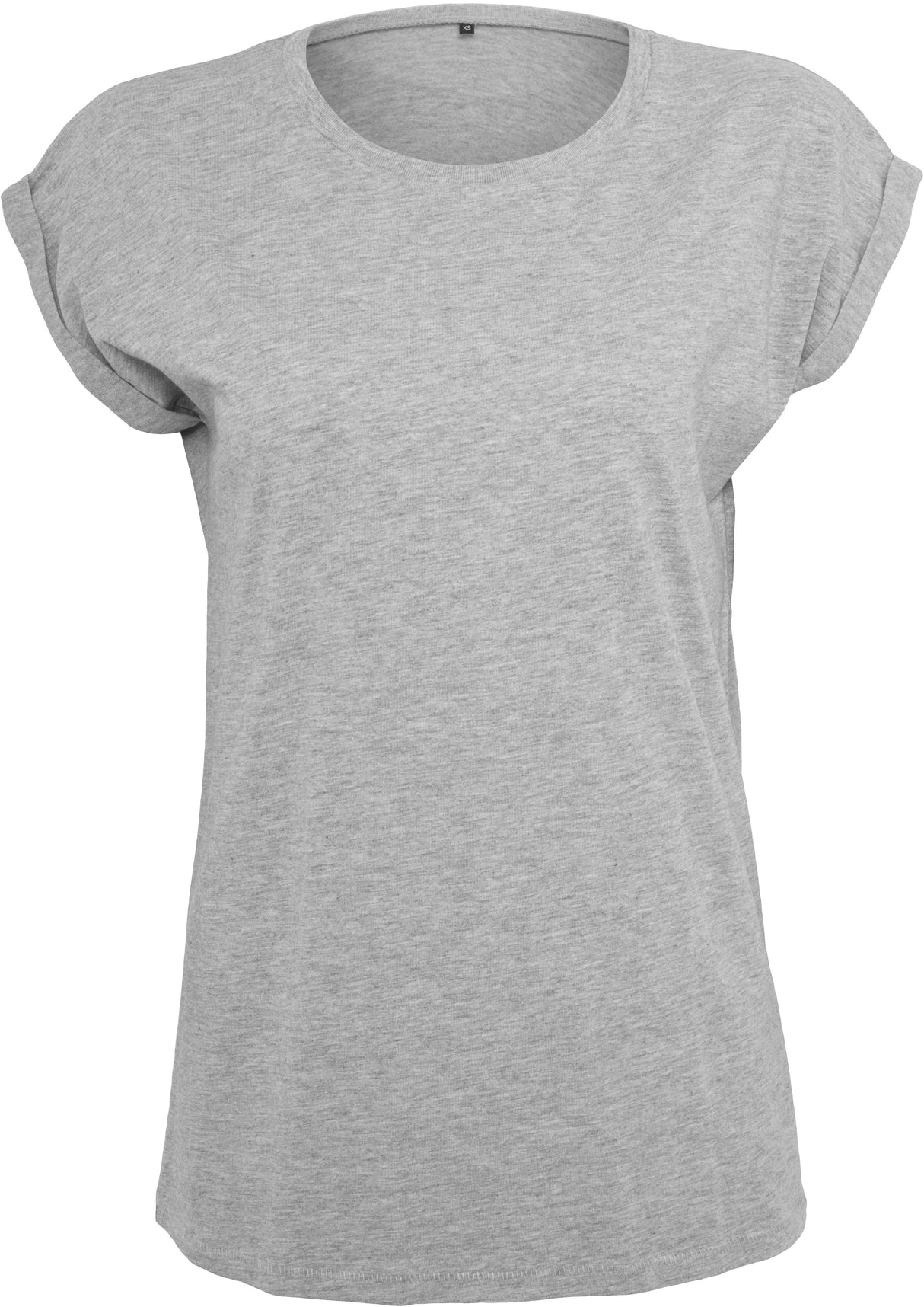 Build Your Brand Women's Extended Shoulder Tee - Heather Grey