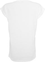 Build Your Brand Women's Extended Shoulder Tee - White