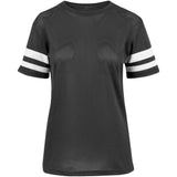 Build Your Brand Women's Mesh Stripe Tee