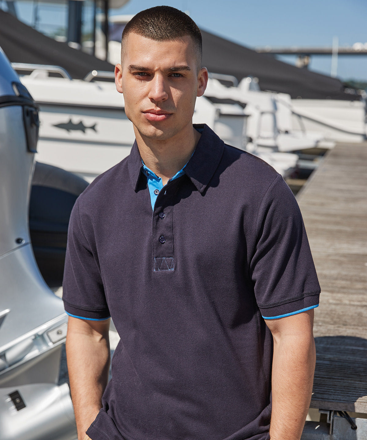 Front Row Contrast Piqué Polo Shirt