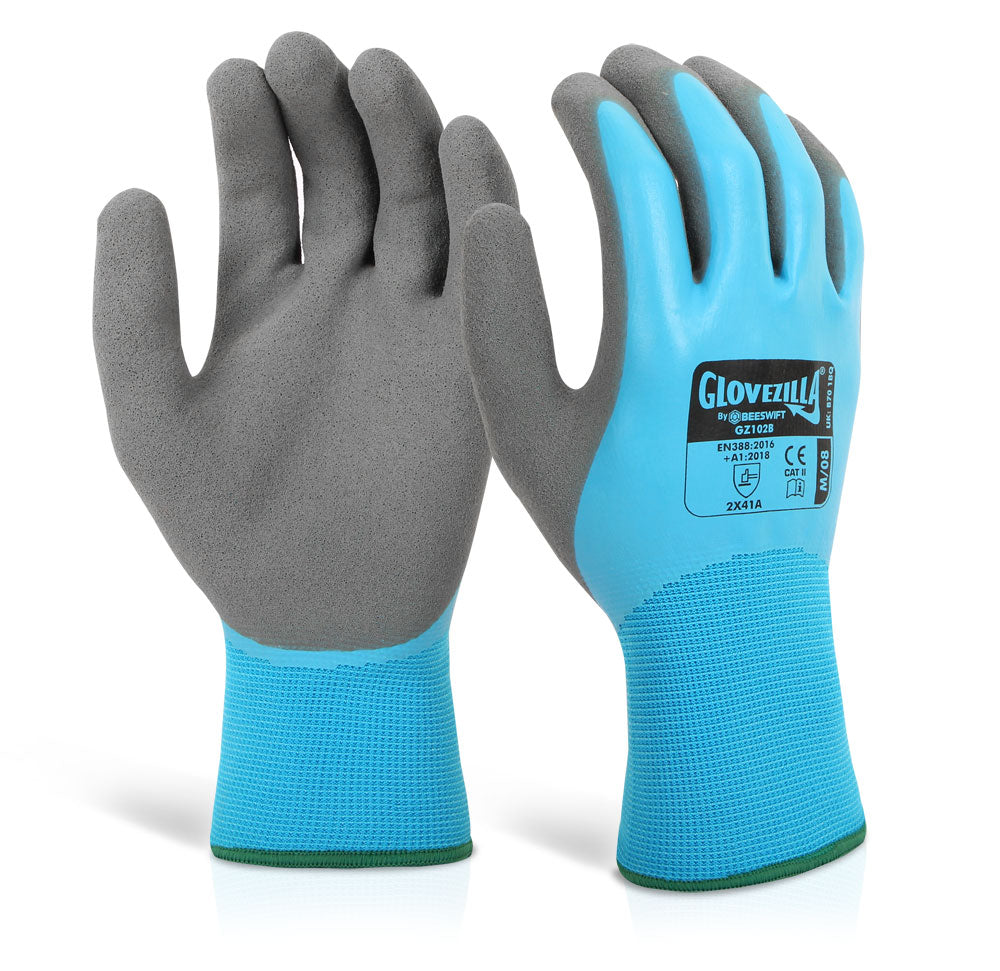 Beeswift Glovezilla Waterproof Latex Gripper Glove