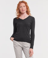 Russell Collection Women's V-Neck Knitted Sweater