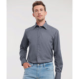 Russell Collection Long Sleeve Polycotton Easycare Fitted Poplin Shirt