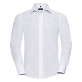 Russell Collection Long Sleeve Polycotton Easycare Fitted Poplin Shirt