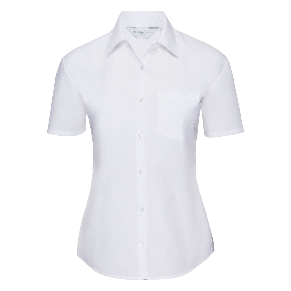 Russell Collection Women's Short Sleeve Polycotton Easycare Poplin Shirt