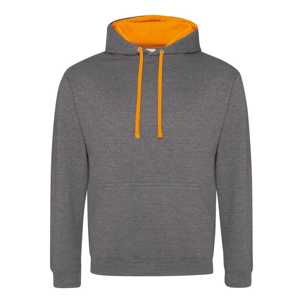 Awdis Just Hoods Varsity Hoodie - Charcoal/Orange Crush