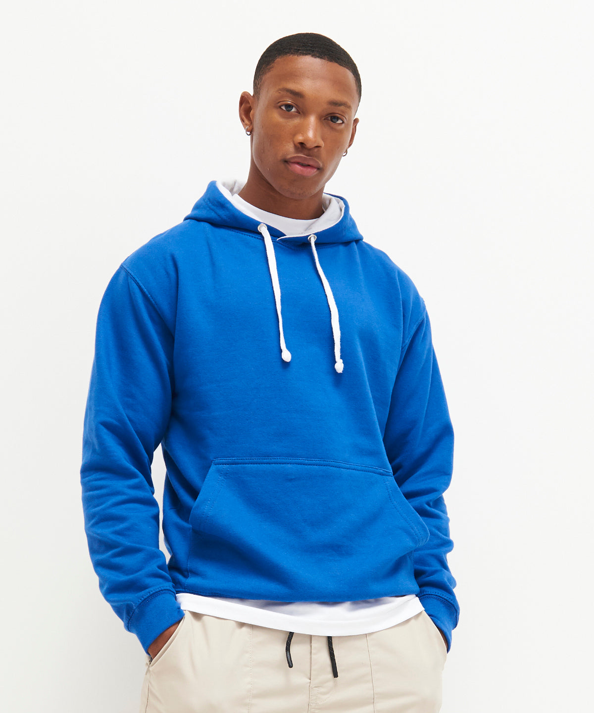 Awdis Just Hoods Varsity Hoodie - Arctic White/French Navy