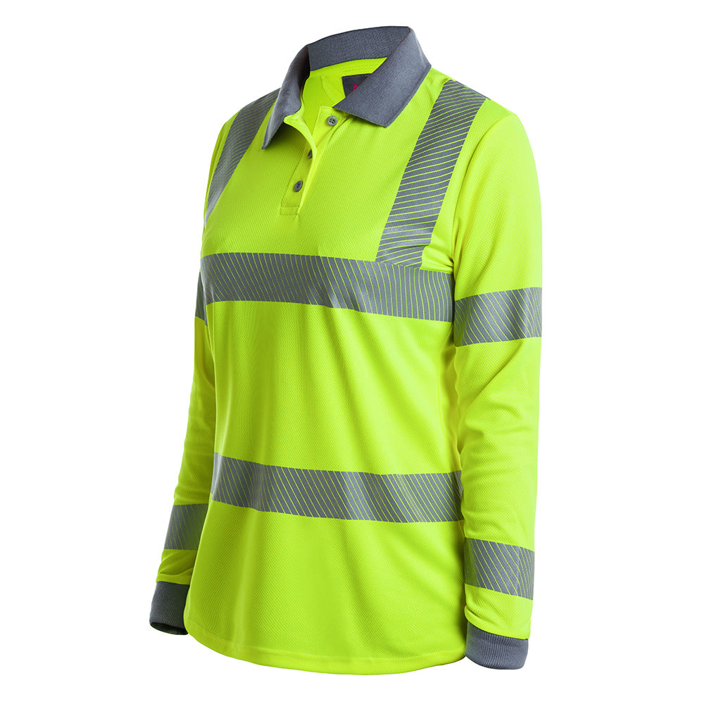 Future Garments Womens Hi Vis Long Sleeve Poloshirt