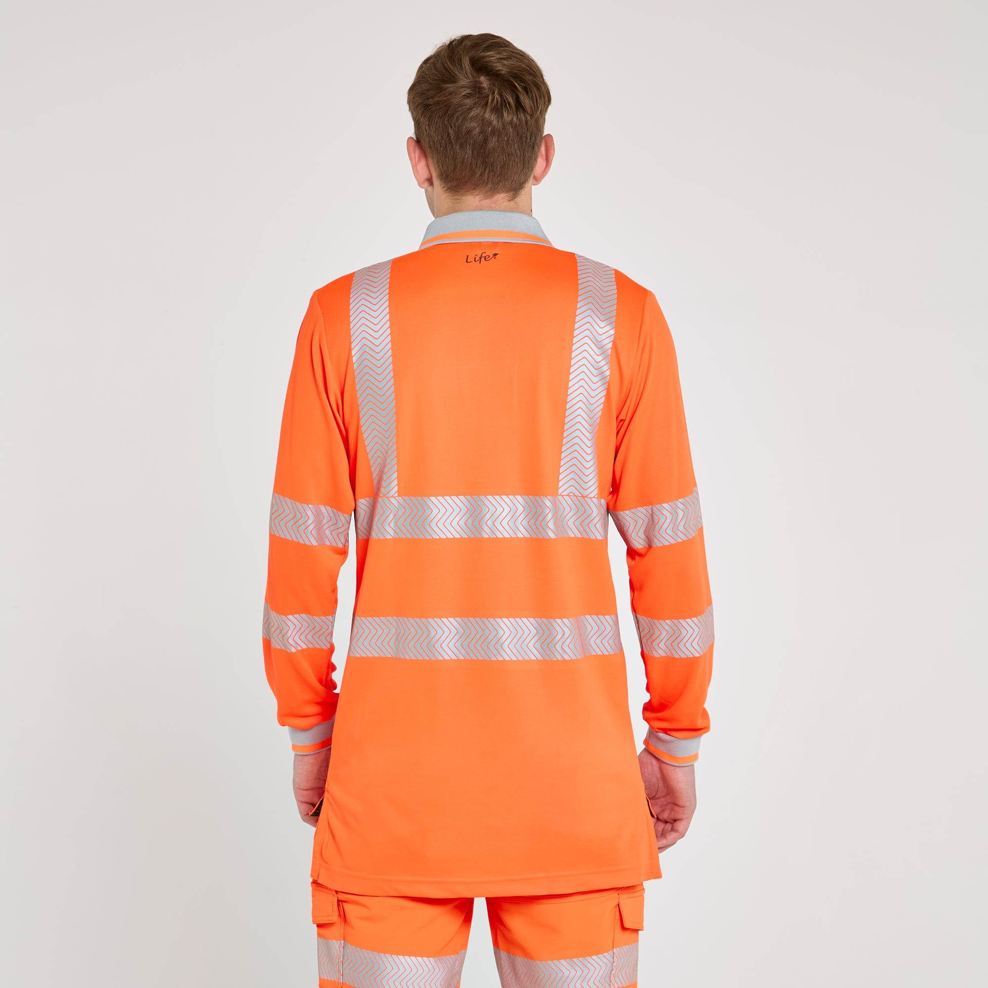 Long Sleeve Polo Shirt Orange - Bamboo Content