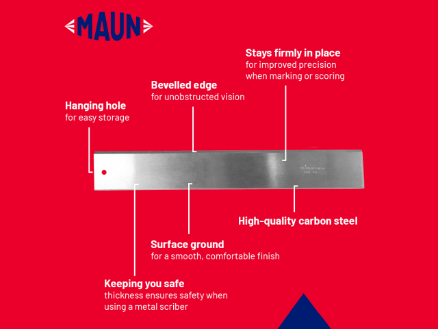 Maun Steel Straight Edge Metric 1000mm