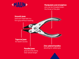 Maun Snipe Nose Parallel Pliers, Smooth Jaws 125mm