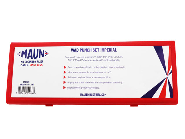 Maun Imperial Wad Punch Kit, 9 Piece