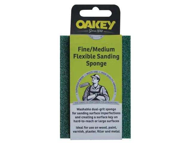 Oakey Dual-Grit Flexible Sanding Sponge Fine/Coarse