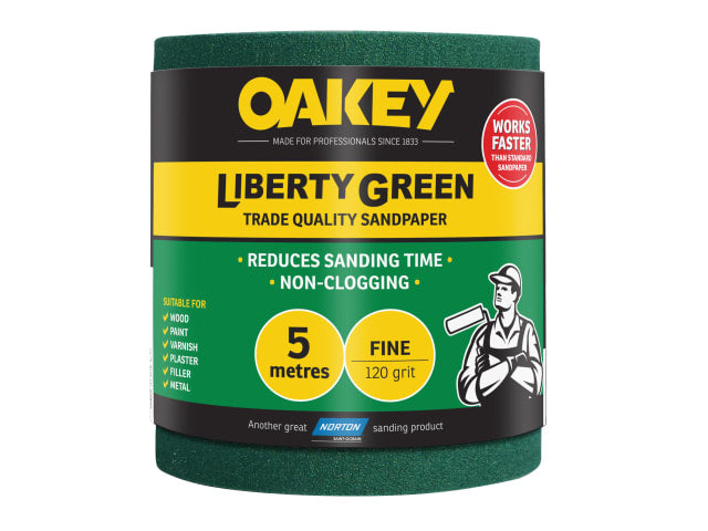 Oakey Liberty Green Sanding Roll 115mm x 5m Fine 120G