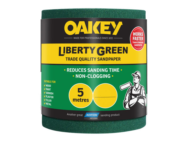 Oakey Liberty Green Sanding Roll 115mm x 5m Medium 80G