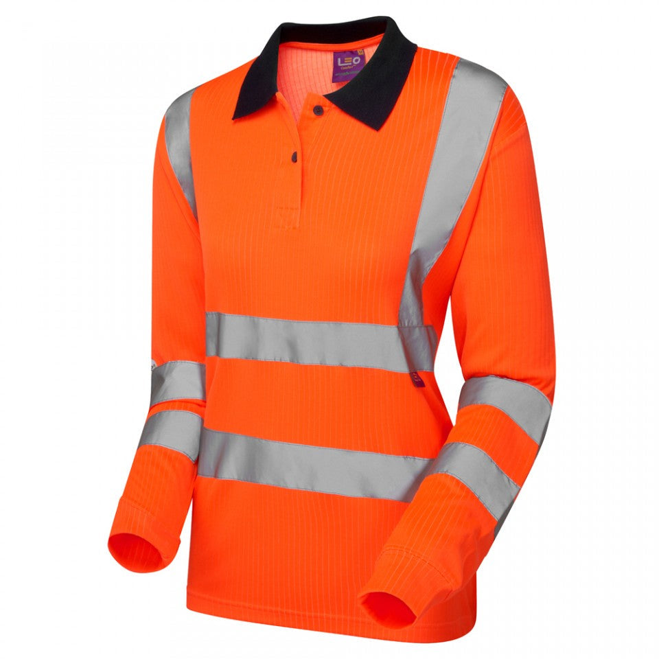 Leo Workwear BEAFORD Leo EcoViz Comfort Womens Sleeved Polo Shirt