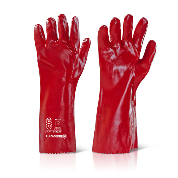 Beeswift Pvc Gauntlet PVCR Red 16"