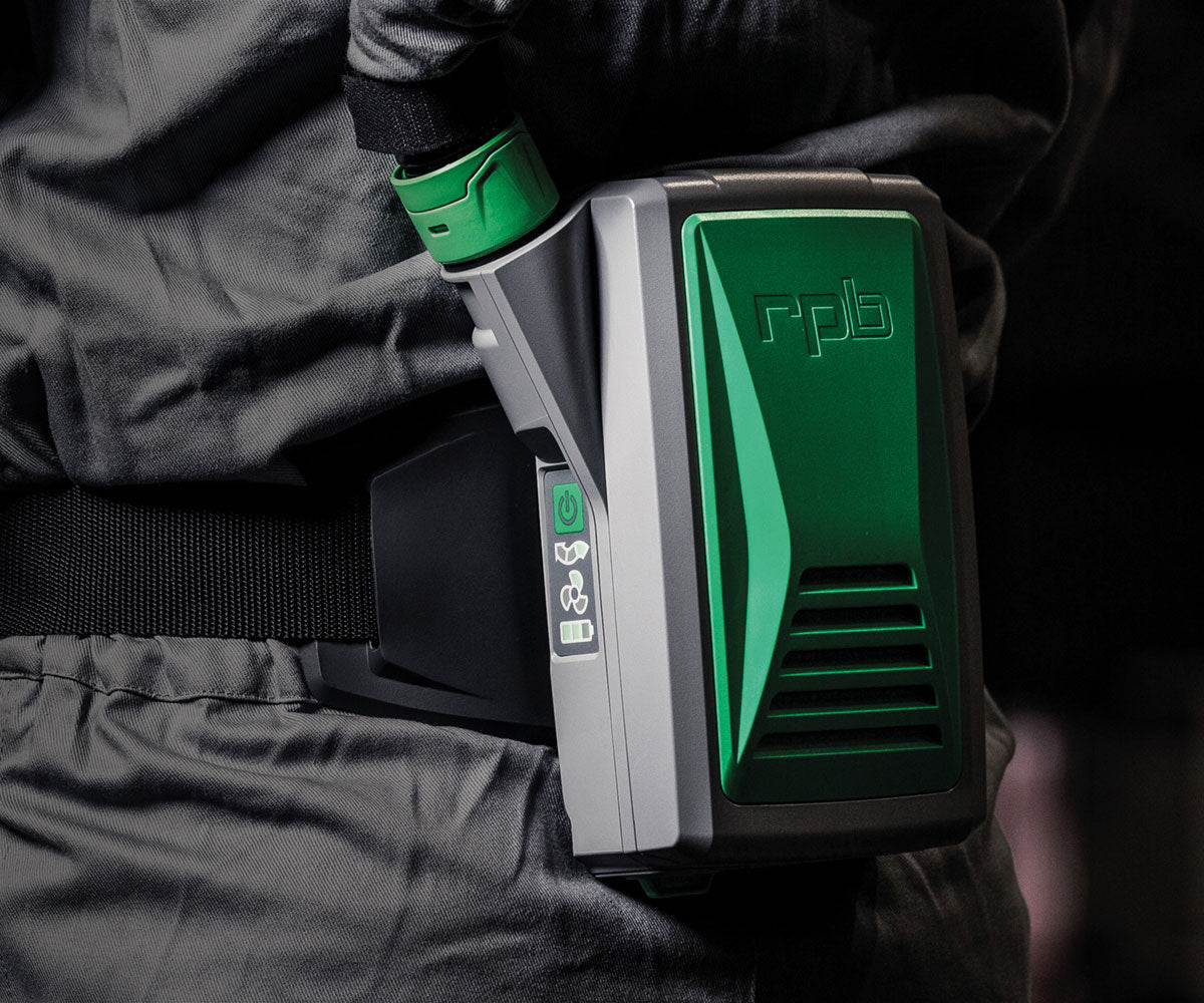 GVS RPB PX5 includes: 03-811 Belt Support, 07-765-DC Easy Clean Belt, 03-819 Flow Meter, 03-855 Battery, 03-851 Battery Charger - EUUK