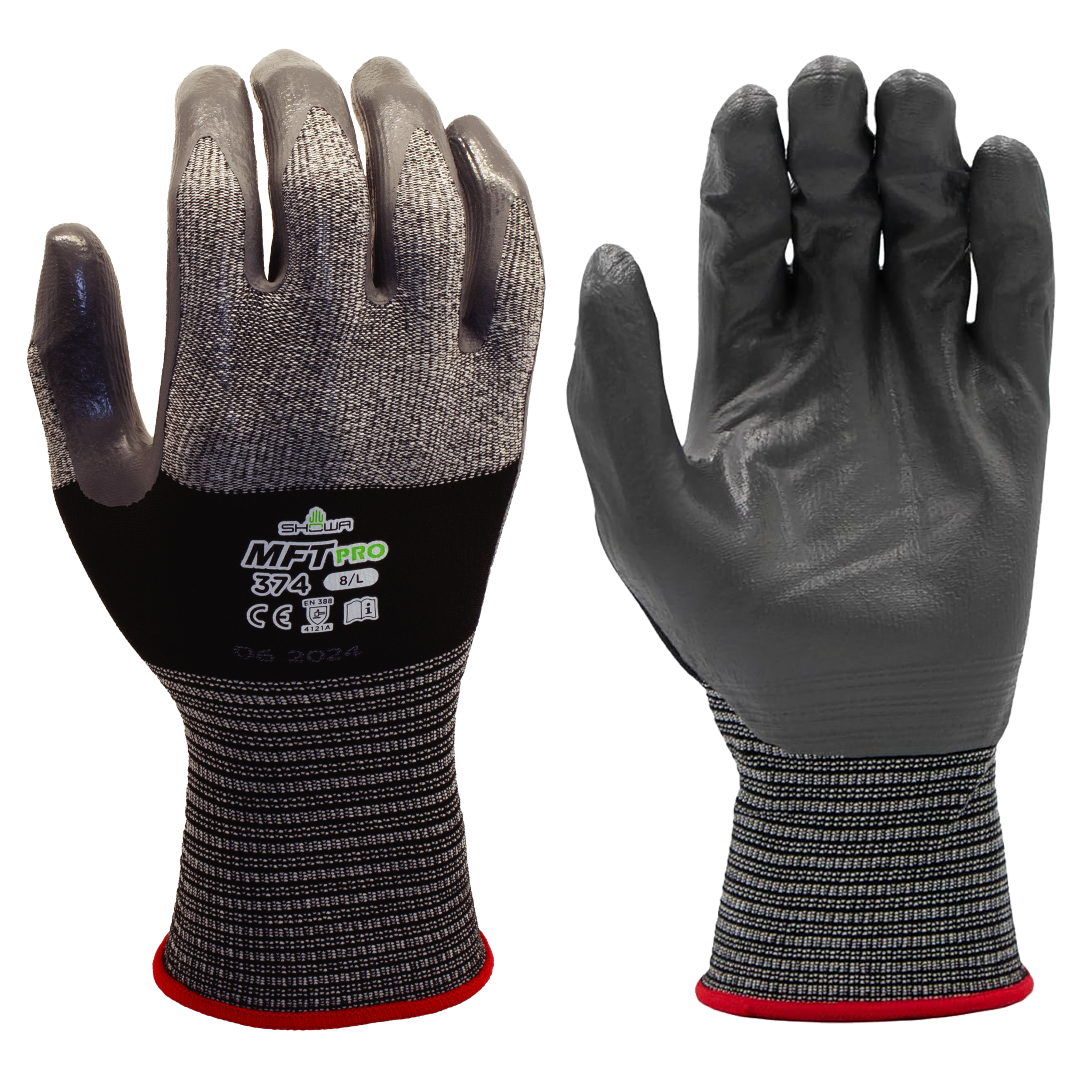 Showa MFT PRO 374 Nitrile Gloves – Waterproof Grip Work Gloves (Size L)