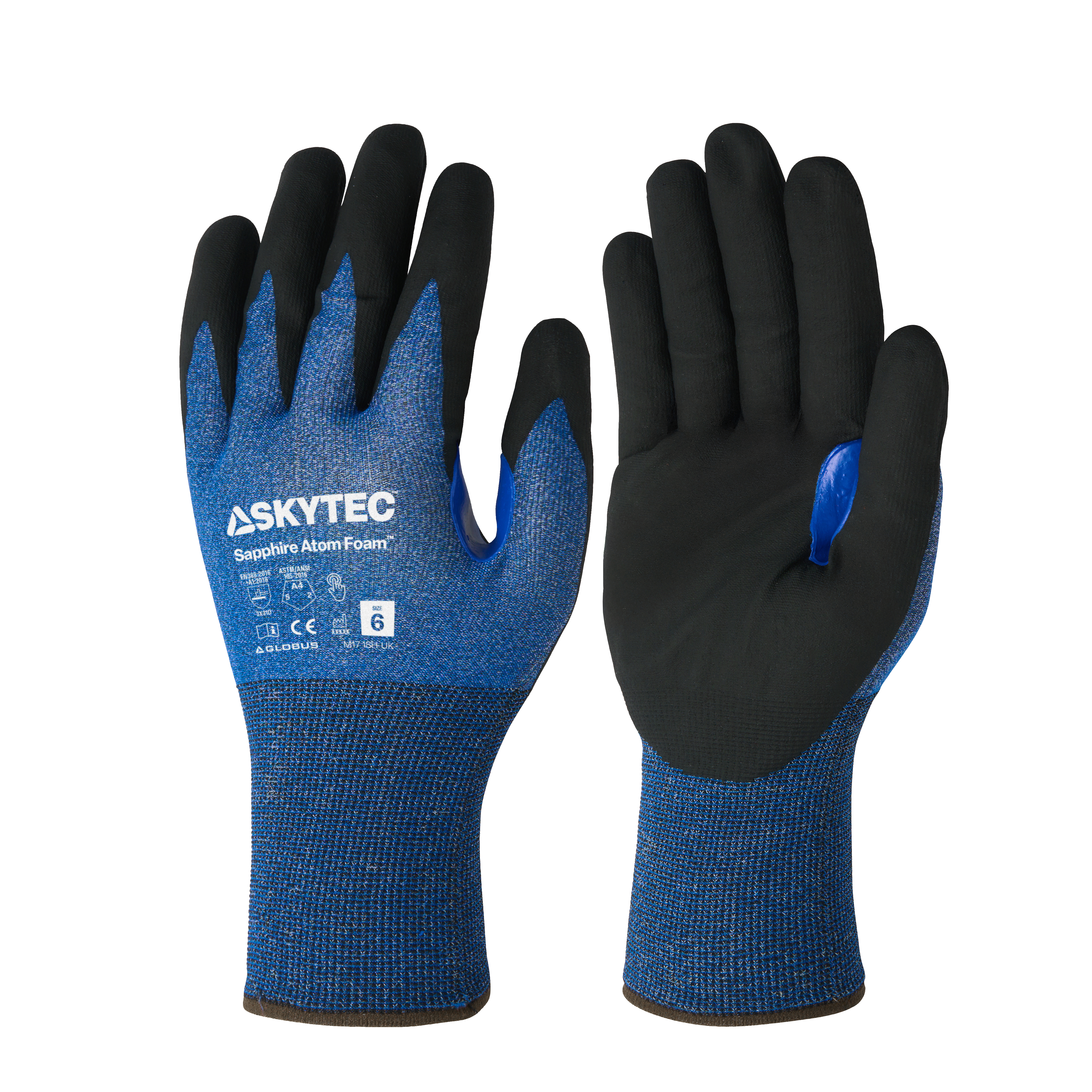 Skytec Sapphire Atom Foam Cut-Resistant Gloves (Size 8/M) – Touchscreen, Nitrile Foam Grip